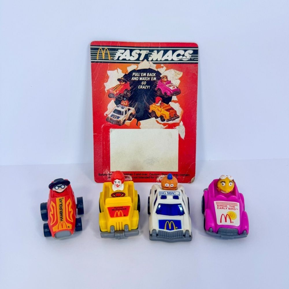 80s Vintage McDonald's Fast Macs Pull-Back Cars Happy Meal Toys | 1985 Ertl